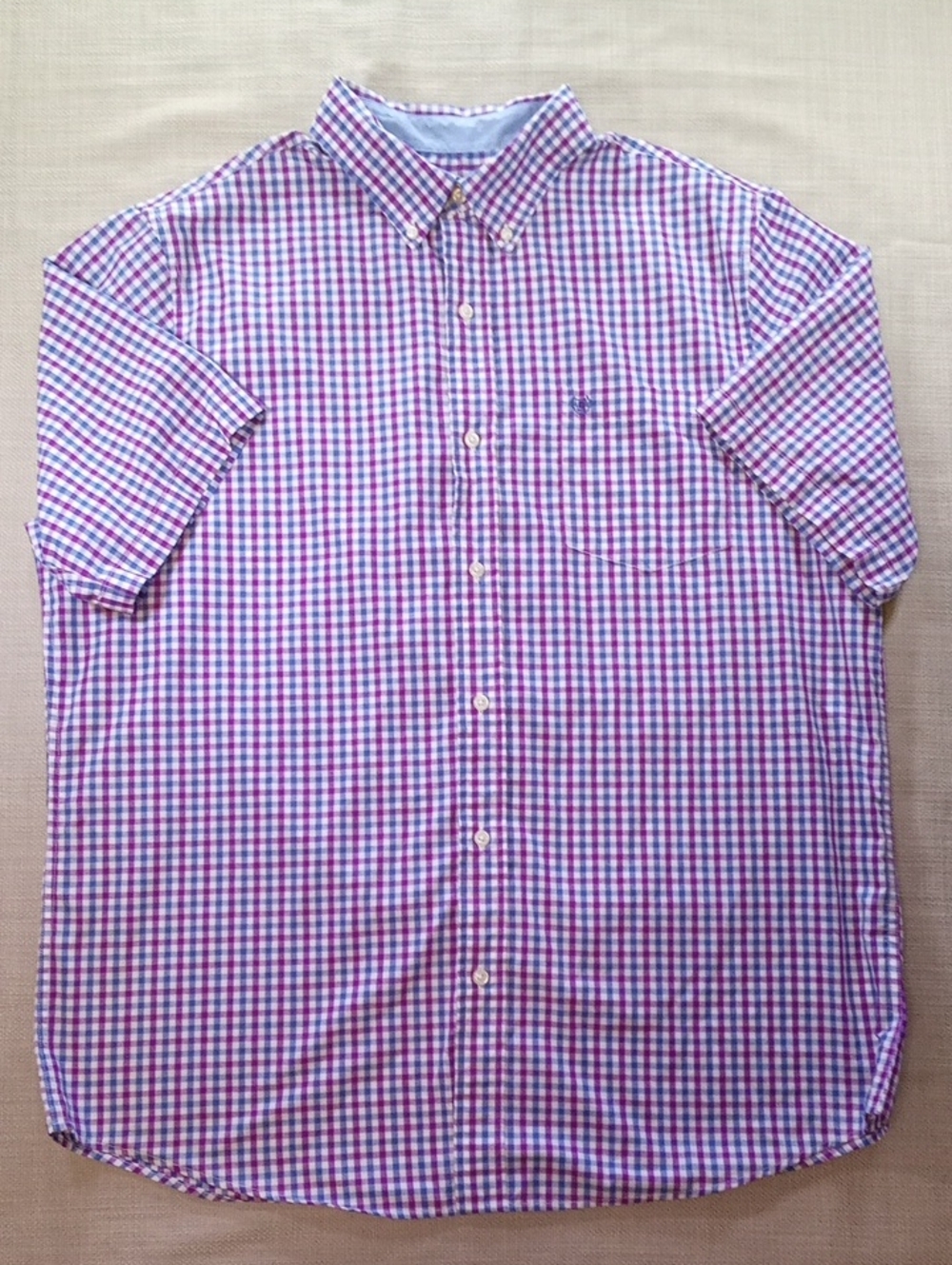 Chaps Purple and Blue Gingham Button-Down Shirt